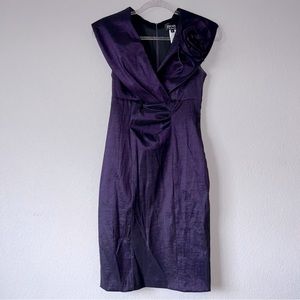 XSCAPE by Joanna Chen purple short dress with a rose on the shoulder Size6 Prom